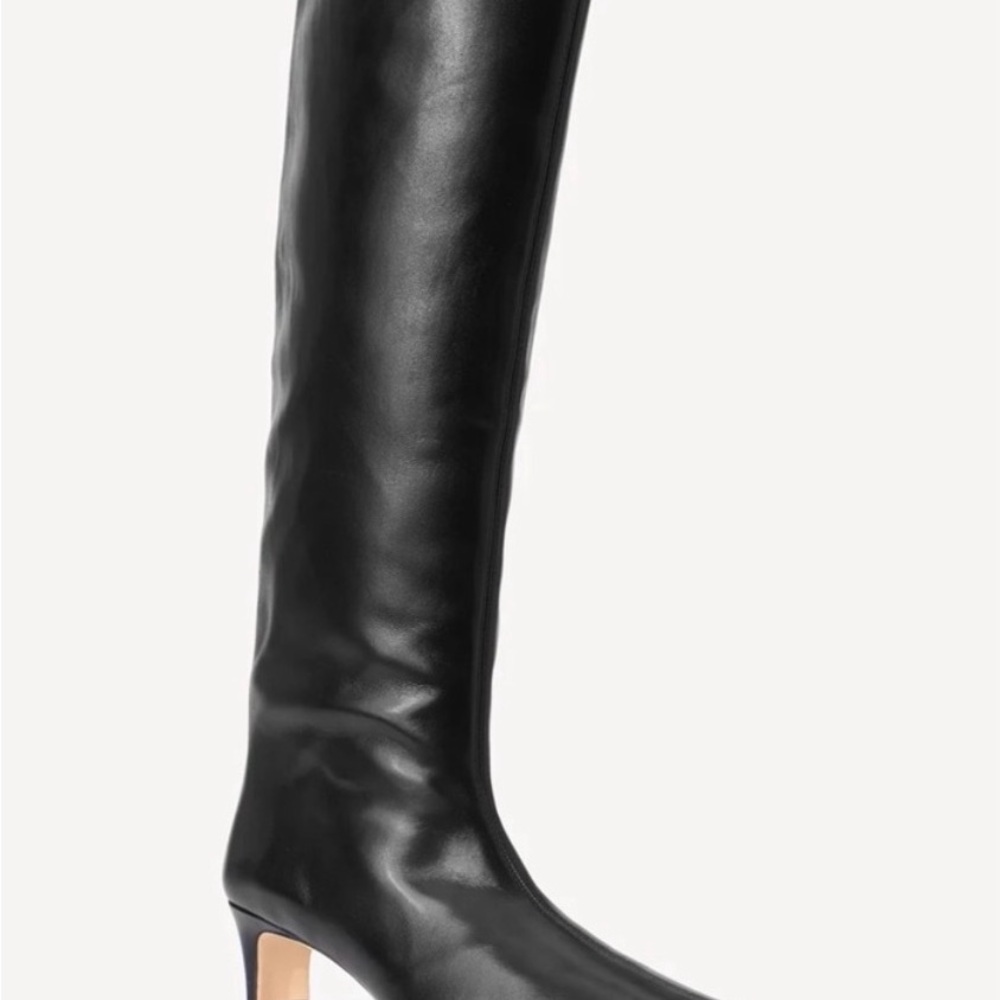 STAUD Wally Black Leather Knee-High Boots - Picture 4 of 15